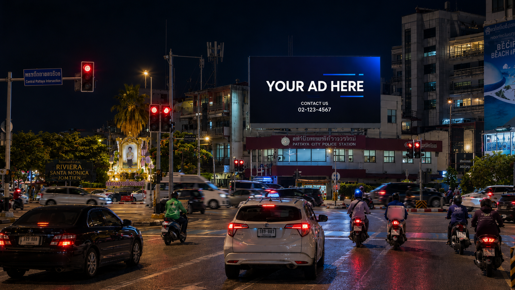 ป้าย LED แยกพัทยากลาง – ถนนสุขุมวิท × ถนนพัทยากลาง สื่อโฆษณา DOOH Media108