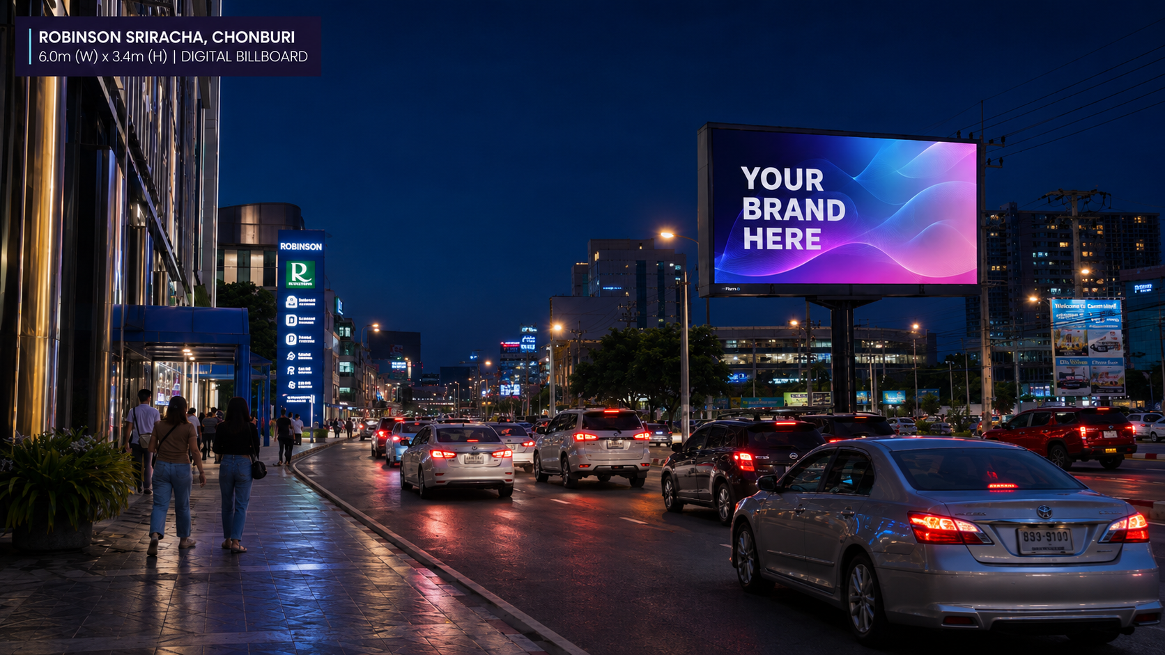 ป้าย LED แยก Robinson ศรีราชา – ถนนสุขุมวิท หน้า Robinson Sriracha สื่อโฆษณา DOOH Media108